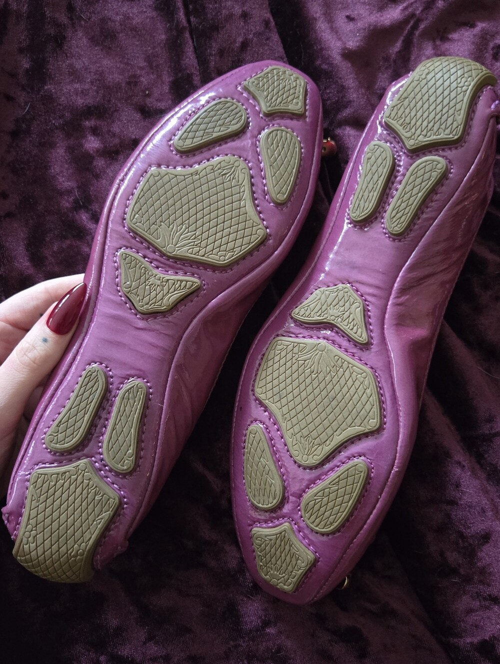 Elie Tahari Purple Patent Leather Driving Moccasin Loafer Ballet Flats 7.5 - Picture 5 of 6